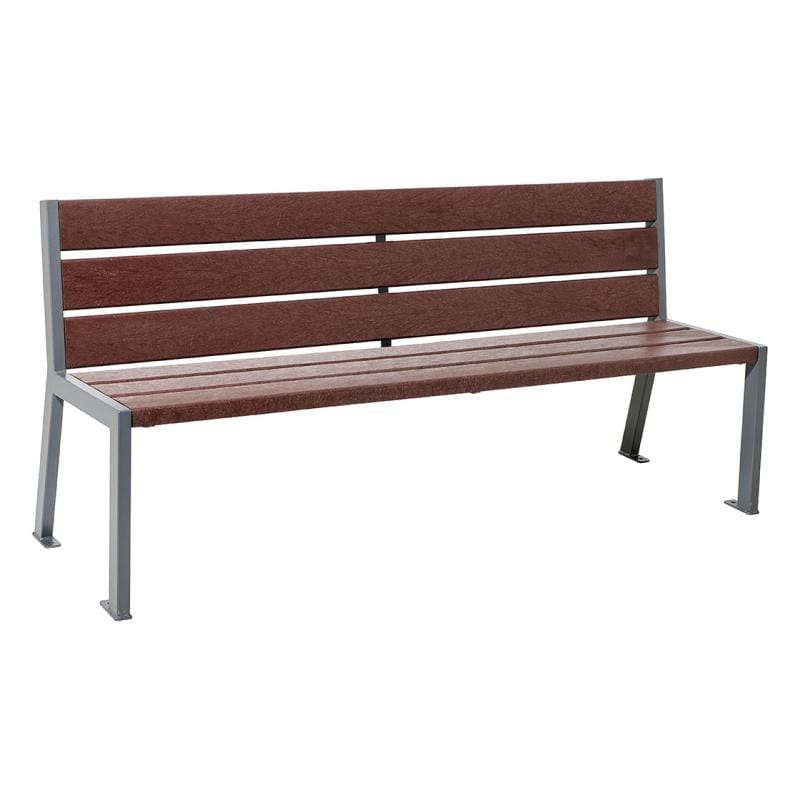 Cityscape Direct Silaos Seat (Steel and Recycled Plastic) - 1800mm wide No Armrests / 6 Slats / Procity Grey