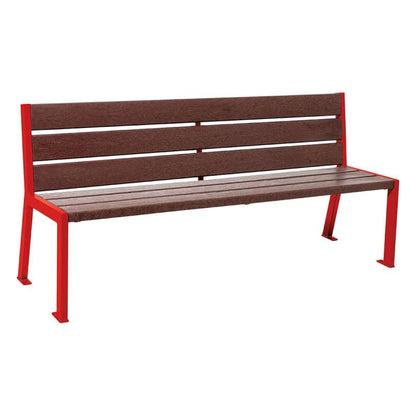 Cityscape Direct Silaos Seat (Steel and Recycled Plastic) - 1800mm wide No Armrests / 6 Slats / Red (RAL 3020)