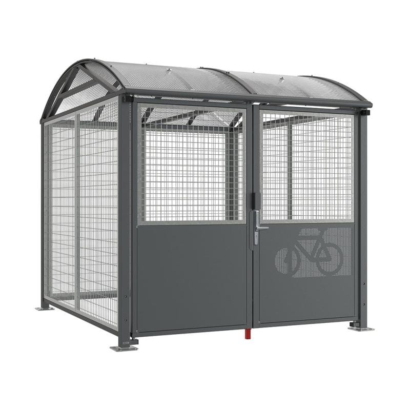 Cityscape Direct Secure Barrel Roof Bicycle Shelter Procity Grey / Digicode Pad / Galvanised