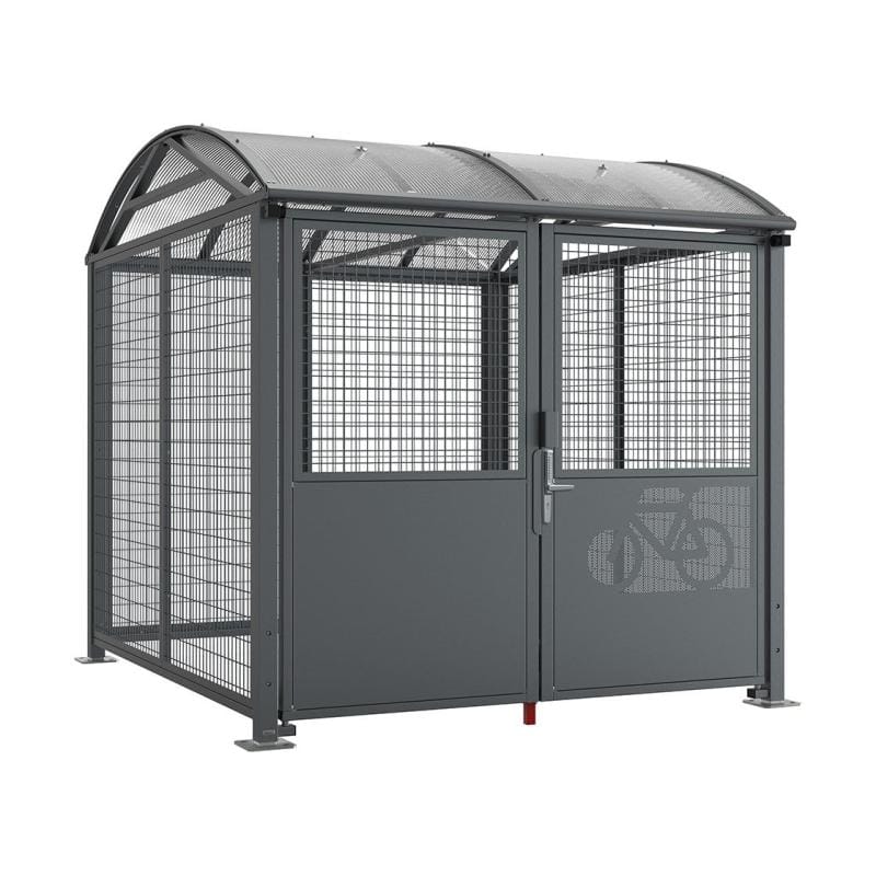 Cityscape Direct Secure Barrel Roof Bicycle Shelter Procity Grey / Digicode Pad / Painted