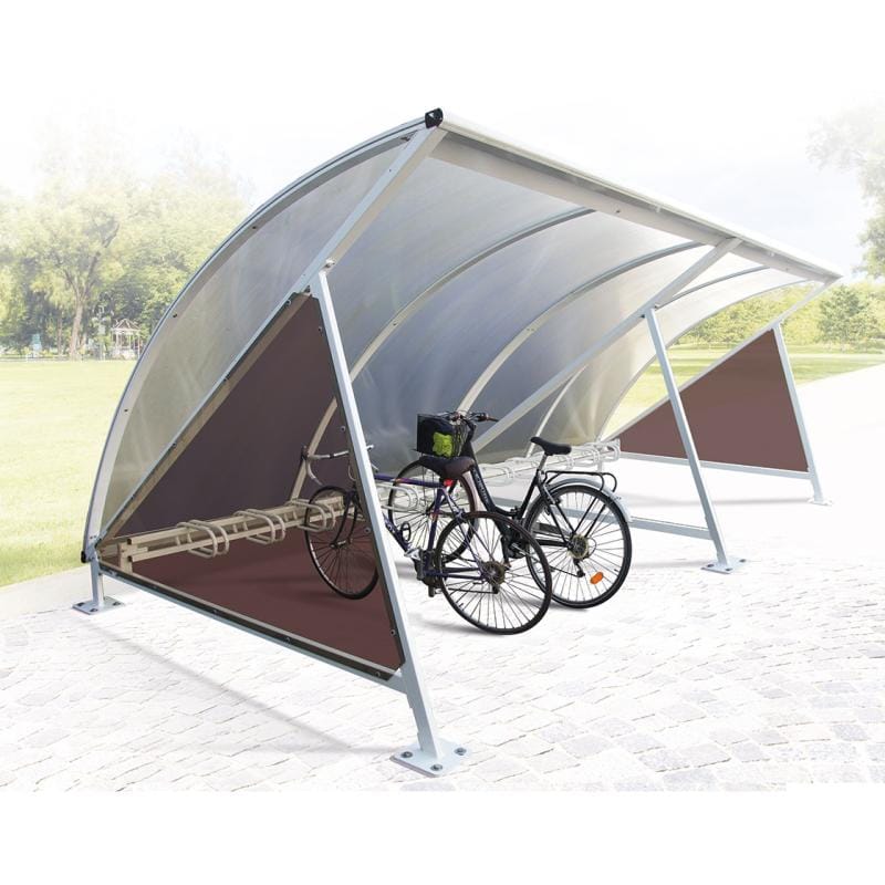 Cityscape Direct Crescent Bicycle Shelter Procity Grey / Extended Unit (with Bicycle Rack)