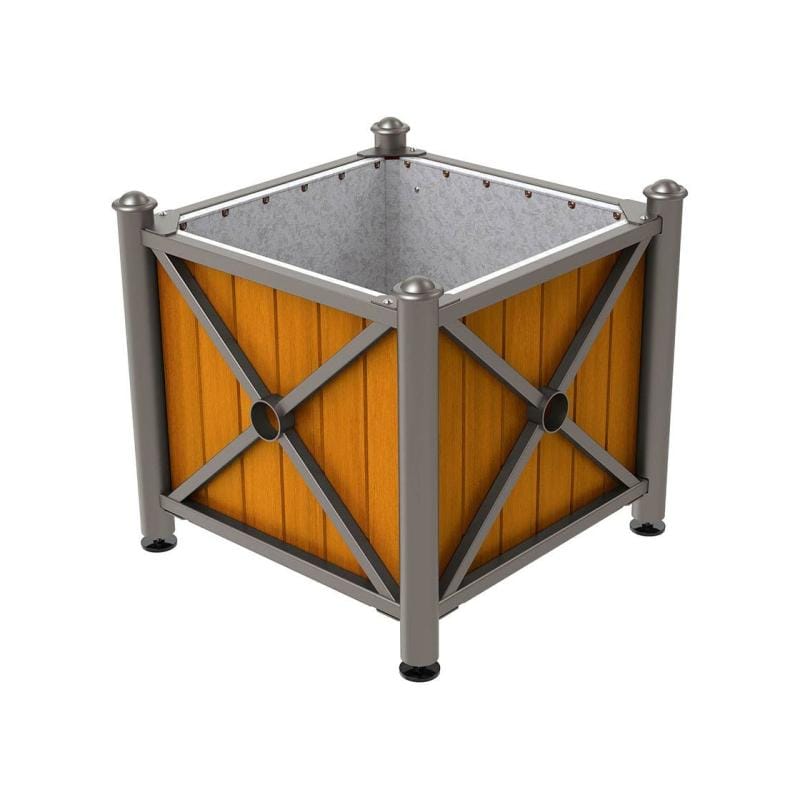 Cityscape Direct Province Agora Planter (Steel and Wood) Procity Grey / Light Oak / Galvanised steel