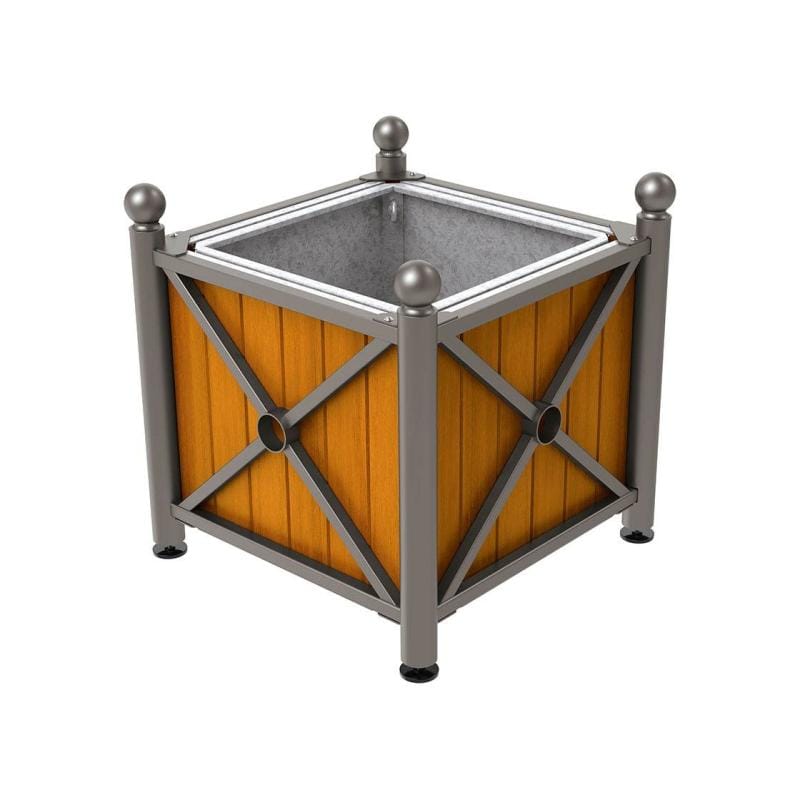 Cityscape Direct Province Sphere Planter (Steel and Wood) Procity Grey / Light Oak / With inserts for use with lifting rings