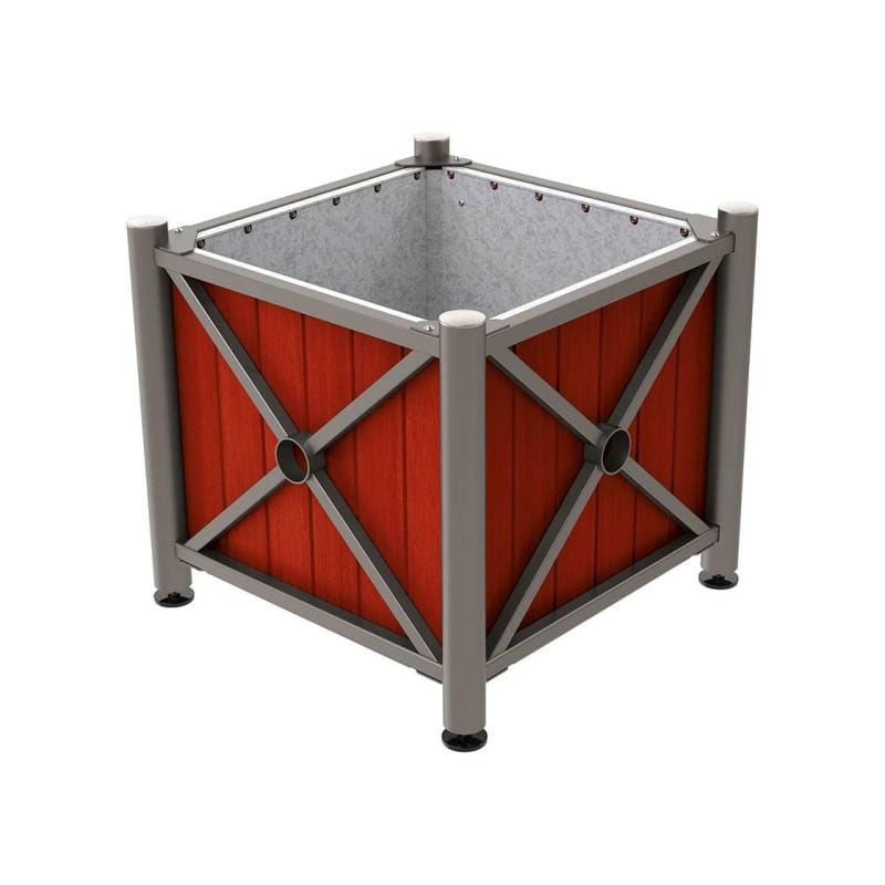 Cityscape Direct Province Brushed Steel Planter (Steel and Wood) Procity Grey / Mahogany / Galvanised steel