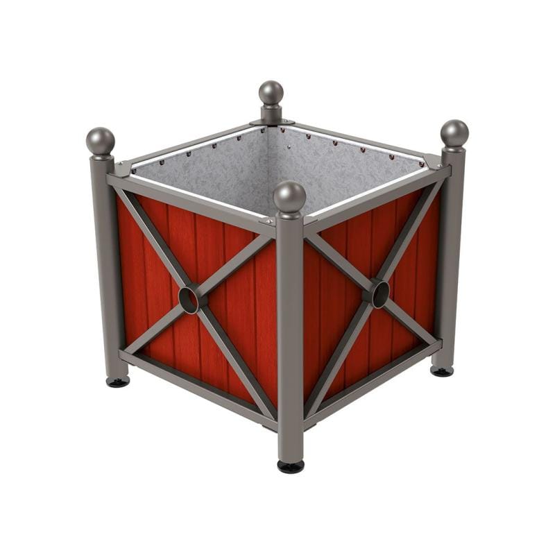 Cityscape Direct Province Sphere Planter (Steel and Wood) Procity Grey / Mahogany / Galvanised steel