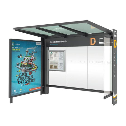 Cityscape Direct Kube Bus Shelter Procity Grey / with Advertising Board / Not Required