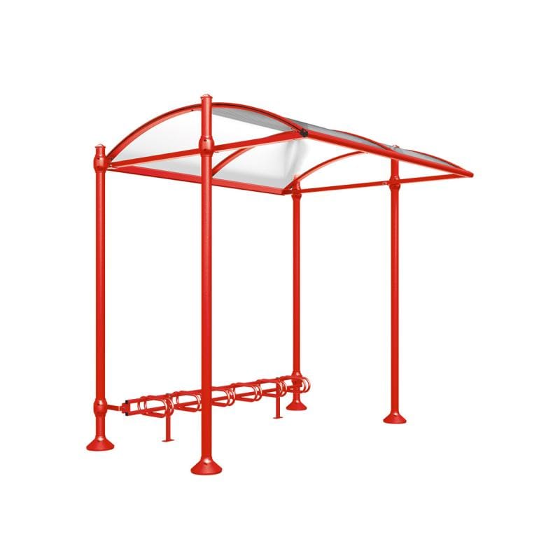 Cityscape Direct Province Bicycle Shelter Red (RAL 3020) / Agora / No Cladding