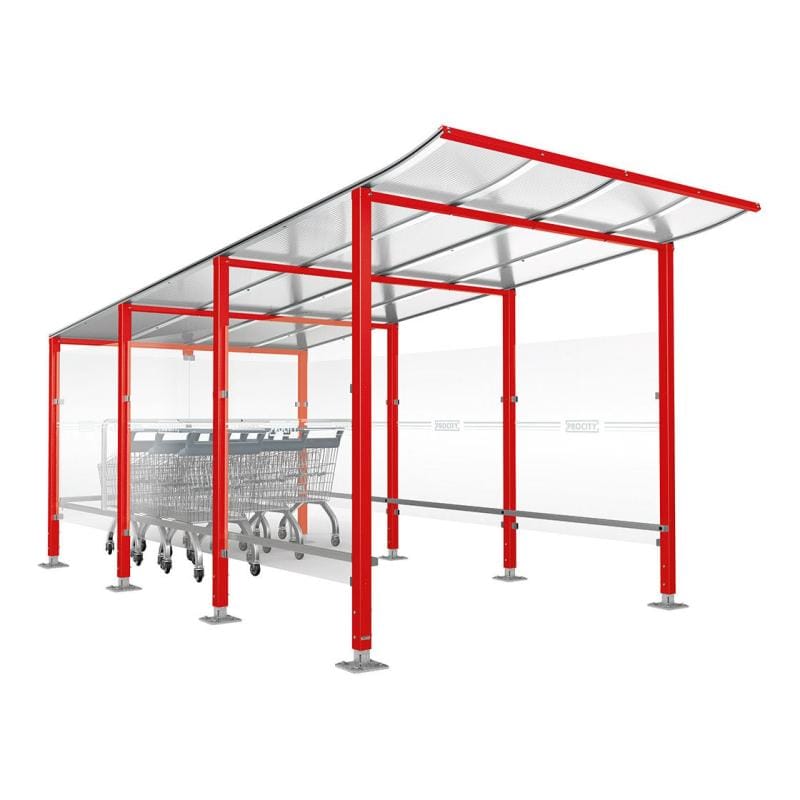 Cityscape Direct Modulo Trolley Shelter Red (RAL 3020) / Base Plates