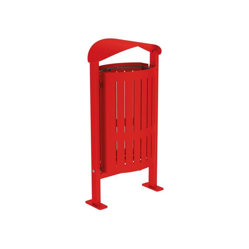 Cityscape Direct Silaos Litter Bin (Steel) Red (RAL 3020) / Base Plates