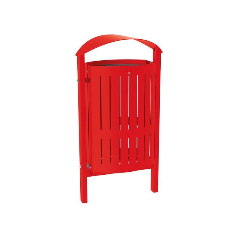 Cityscape Direct Silaos Litter Bin (Steel) Red (RAL 3020) / Concreted