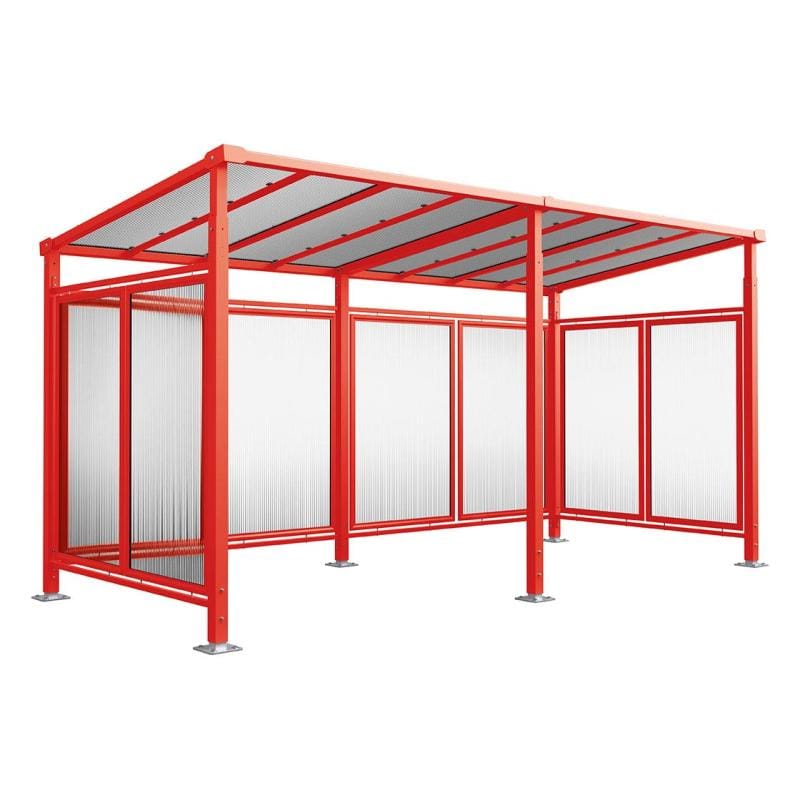 Cityscape Direct Milan Bicycle Shelter Red (RAL 3020) / Extended Unit (Full Cladding)