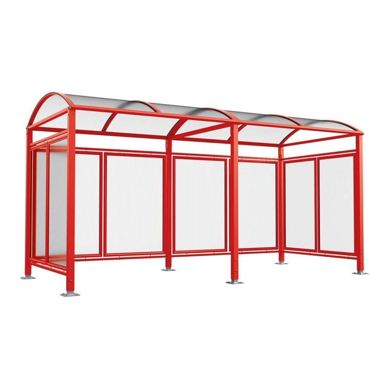 Cityscape Direct Barrel Roof Bicycle Shelter Red (RAL 3020) / Extended Unit (With Cladding)