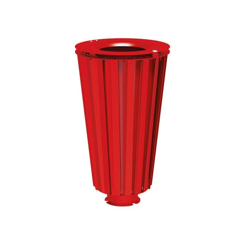 Cityscape Direct Lofoten Litter Bin (Steel) Red (RAL 3020) / Galvanised and Painted Bucket (to match frame)