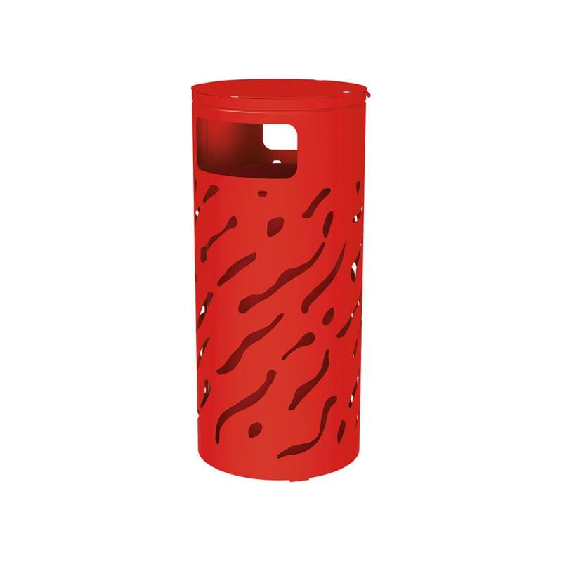 Cityscape Direct Venice Litter Bin (with Cover) Red (RAL 3020) / Galvanised and Painted Bucket (to match frame)