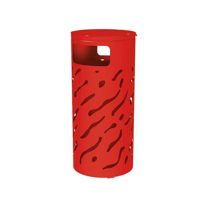 Cityscape Direct Venice Litter Bin (with Cover) Red (RAL 3020) / Galvanised and Painted Bucket (to match frame)
