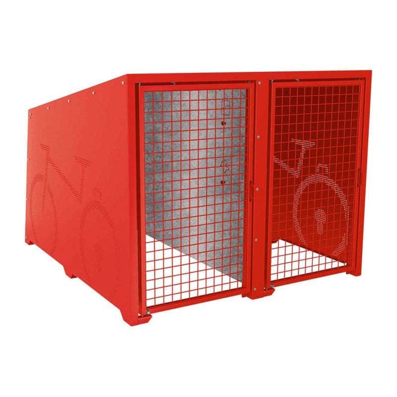 Cityscape Direct Berlin Bicycle Shelter Red (RAL 3020) / Galvanised and Painted (to match steel casing) / Not Required