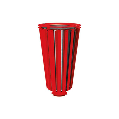 Cityscape Direct Lofoten Litter Bin (Steel) Red (RAL 3020) / Galvanised Bucket (Unpainted)