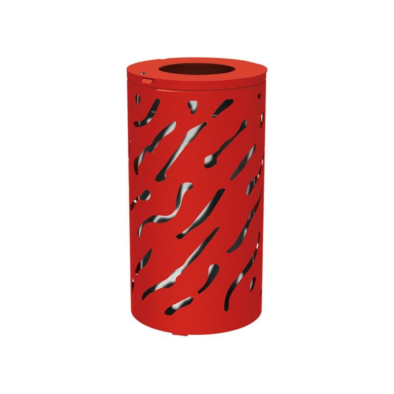 Cityscape Direct Venice Litter Bin Red (RAL 3020) / Galvanised Bucket (Unpainted)