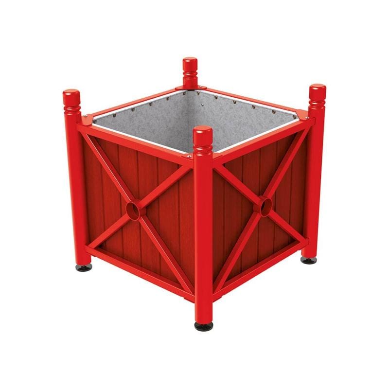 Cityscape Direct Province City Planter (Steel and Wood) Red (RAL 3020) / Mahogany / Galvanised steel