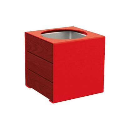 Cityscape Direct Kube Planter (Steel and Wood) Red (RAL 3020) / Mahogany