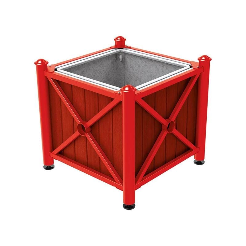 Cityscape Direct Province Agora Planter (Steel and Wood) Red (RAL 3020) / Mahogany / With inserts for use with lifting rings