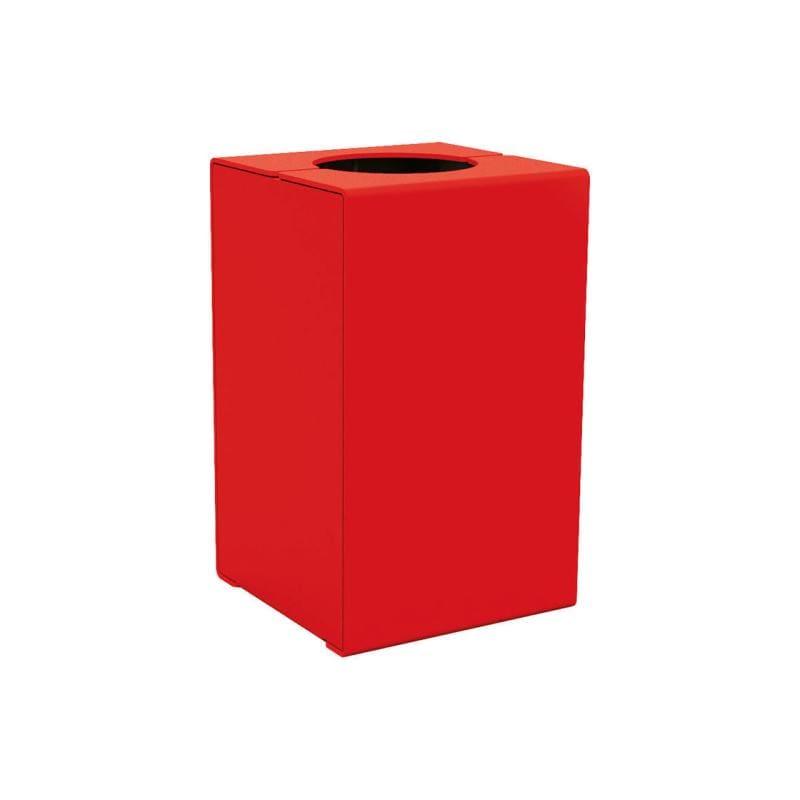 Cityscape Direct Kube Litter Bin (Steel) Red (RAL 3020) / No Lid