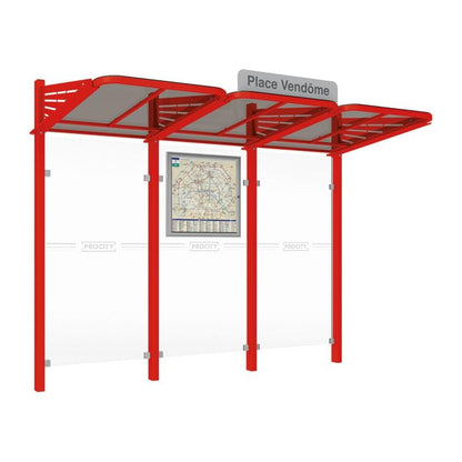Cityscape Direct Conviviale Bus Shelter Red (RAL 3020) / No side cladding or lightbox / Not Required
