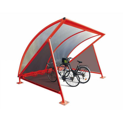 Cityscape Direct Crescent Bicycle Shelter Red (RAL 3020) / Single Unit (with Bicycle Rack)