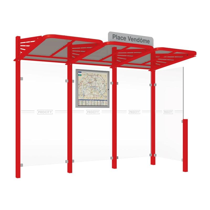 Cityscape Direct Conviviale Bus Shelter Red (RAL 3020) / With cladding on one side only / Not Required