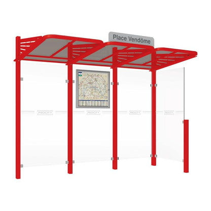 Cityscape Direct Conviviale Bus Shelter Red (RAL 3020) / With cladding on one side only / Not Required