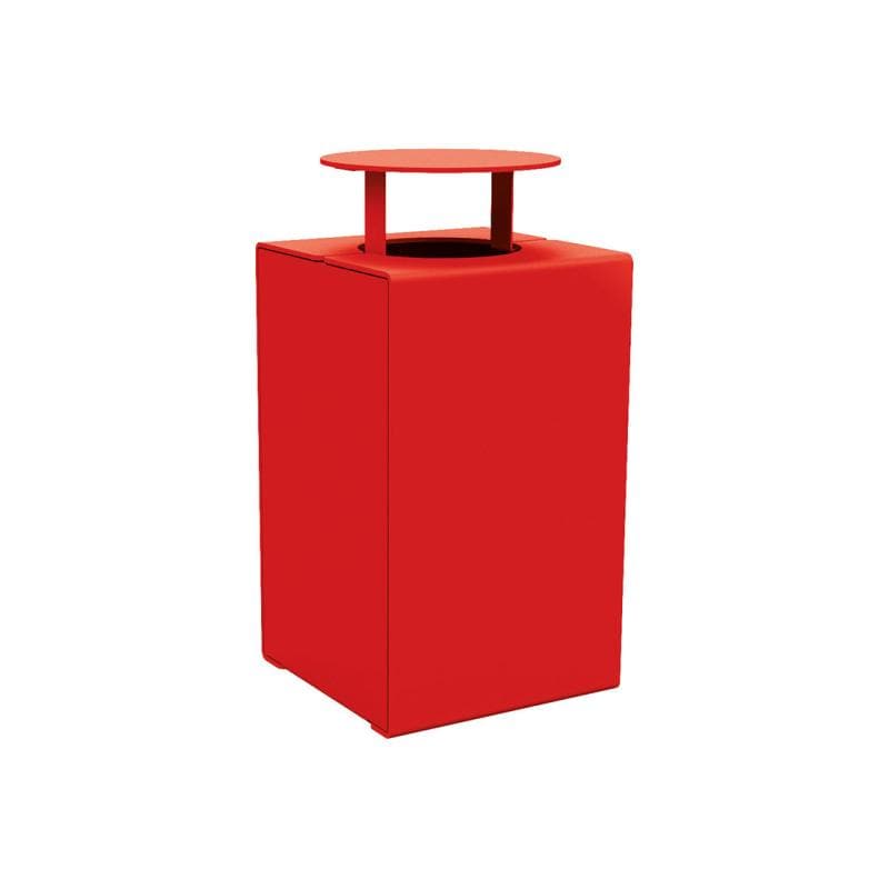 Cityscape Direct Kube Litter Bin (Steel) Red (RAL 3020) / With Lid