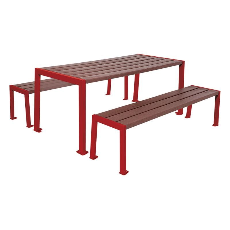 Cityscape Direct Silaos Picnic Table (Steel and Recycled Plastic) Table Only / Burgundy (RAL 3004)