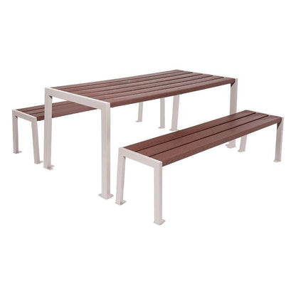 Cityscape Direct Silaos Picnic Table (Steel and Recycled Plastic) Table Only / Light Grey (RAL 7044)