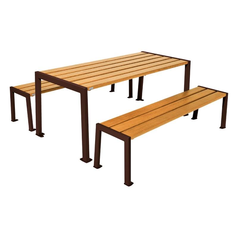 Cityscape Direct Silaos Picnic Table (Steel and Wood) Table Only / Light Oak / Brown (RAL 8017)