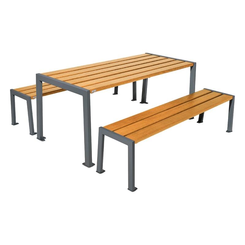 Cityscape Direct Silaos Picnic Table (Steel and Wood) Table Only / Light Oak / Procity Grey