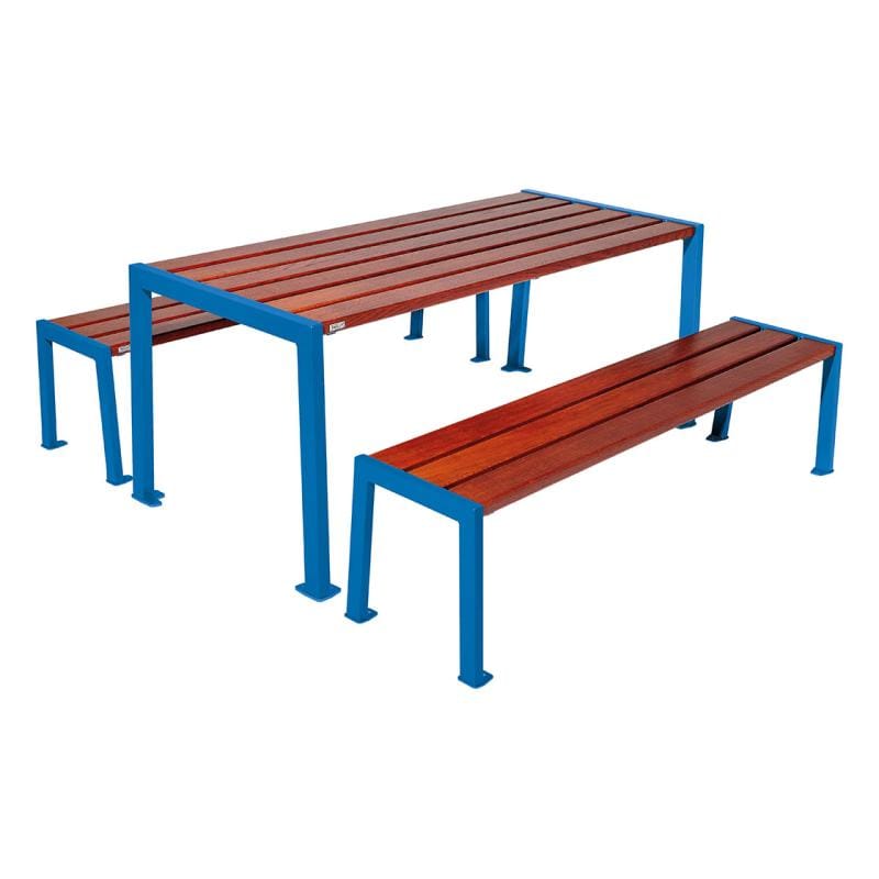 Cityscape Direct Silaos Picnic Table (Steel and Wood) Table Only / Mahogany / Blue (RAL 5010)