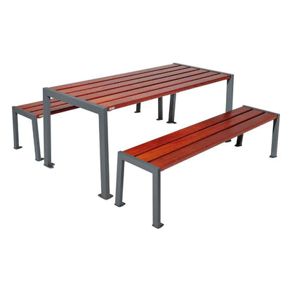 Cityscape Direct Silaos Picnic Table (Steel and Wood) Table Only / Mahogany / Procity Grey