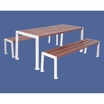 Cityscape Direct Silaos Picnic Table (Steel and Recycled Plastic) Table Only / White (RAL 9010)