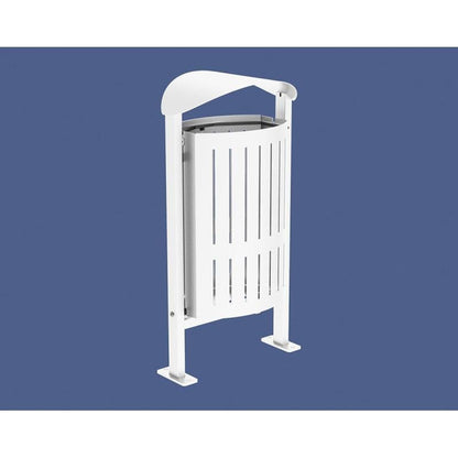 Cityscape Direct Silaos Litter Bin (Steel) White (RAL 9010) / Base Plates