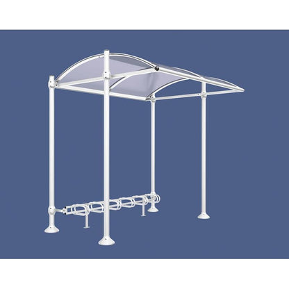 Cityscape Direct Province Bicycle Shelter White (RAL 9010) / Brushed Steel / No Cladding