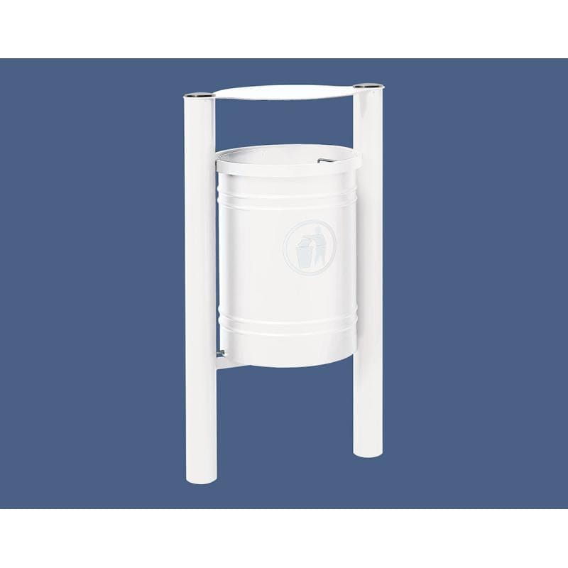 Cityscape Direct Province Litter Bin White (RAL 9010) / Brushed Steel
