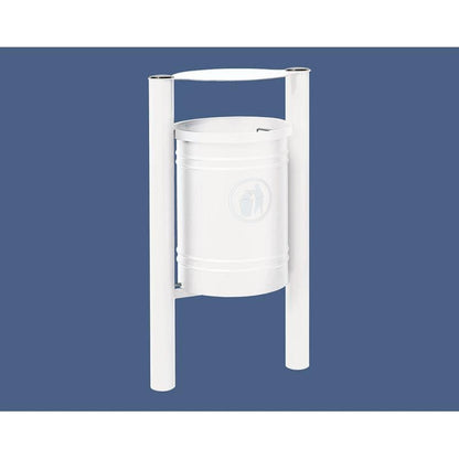 Cityscape Direct Province Litter Bin White (RAL 9010) / Brushed Steel