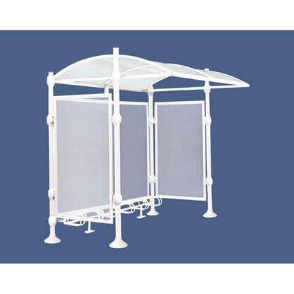 Cityscape Direct Province Bicycle Shelter White (RAL 9010) / Brushed Steel / With Cladding