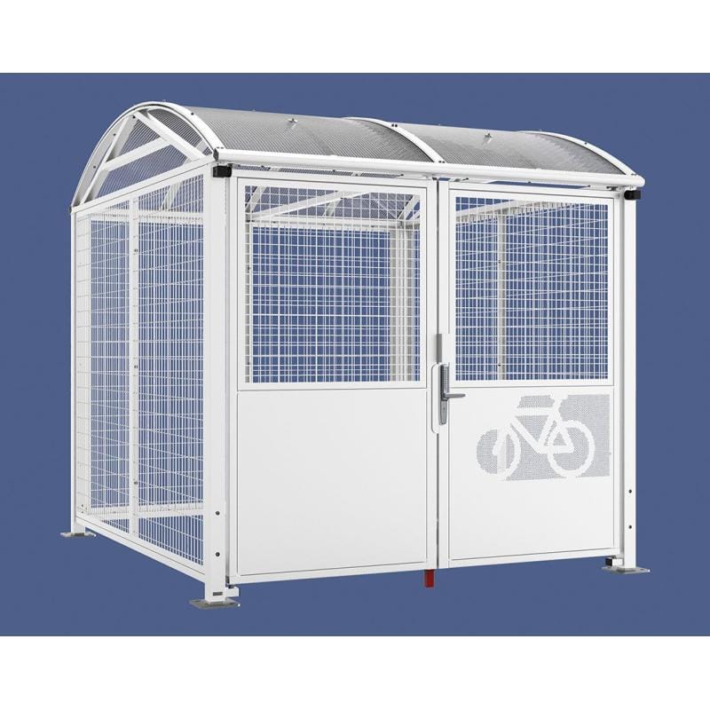 Cityscape Direct Secure Barrel Roof Bicycle Shelter White (RAL 9010) / Digicode Pad / Painted