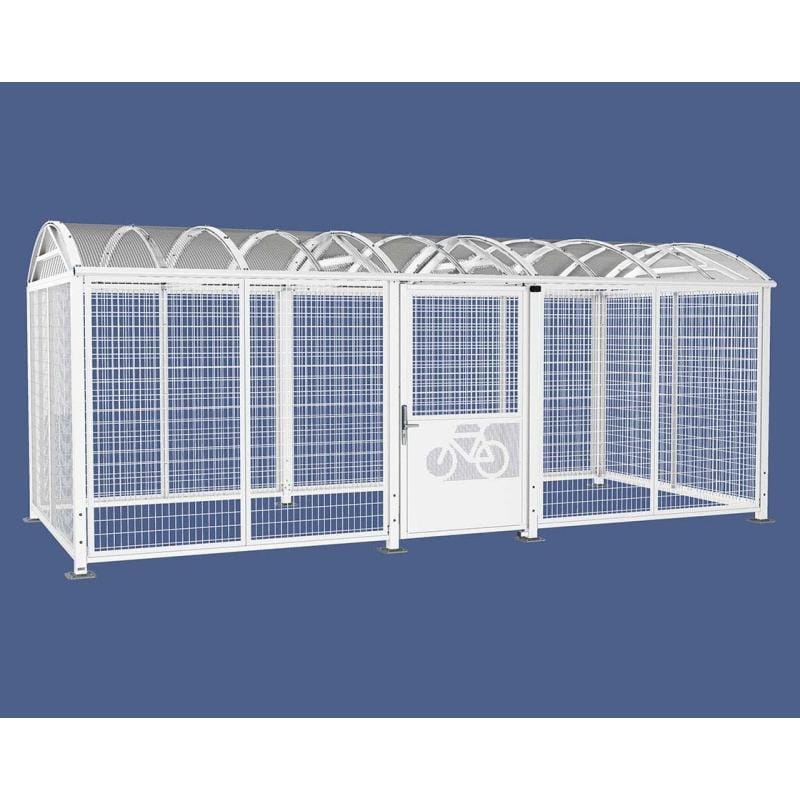 Cityscape Direct Secure XL Barrel Roof Bicycle Shelter White (RAL 9010) / Digicode Pad / Painted