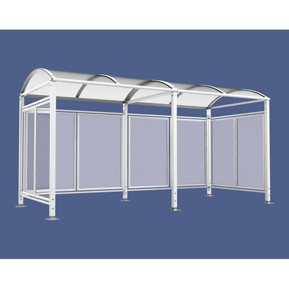 Cityscape Direct Barrel Roof Bicycle Shelter White (RAL 9010) / Extended Unit (With Cladding)