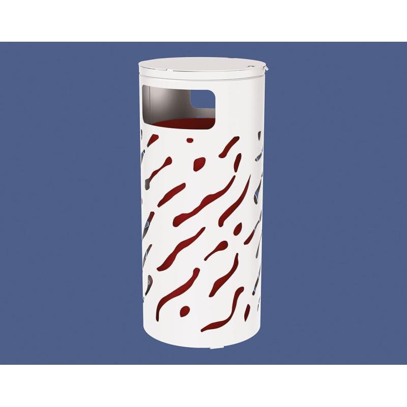 Cityscape Direct Venice Litter Bin (with Cover) White (RAL 9010) / Galvanised and Painted Bucket (to match frame)