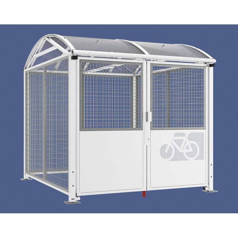 Cityscape Direct Secure Barrel Roof Bicycle Shelter White (RAL 9010) / Key Lock / Galvanised