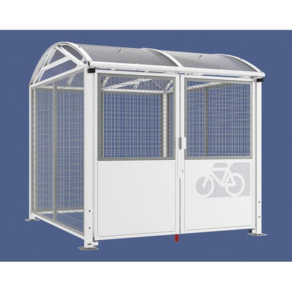 Cityscape Direct Secure Barrel Roof Bicycle Shelter White (RAL 9010) / Key Lock / Galvanised