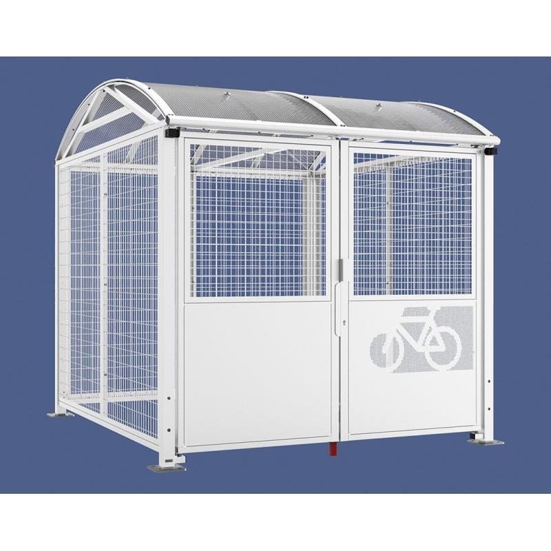Cityscape Direct Secure Barrel Roof Bicycle Shelter White (RAL 9010) / Key Lock / Painted
